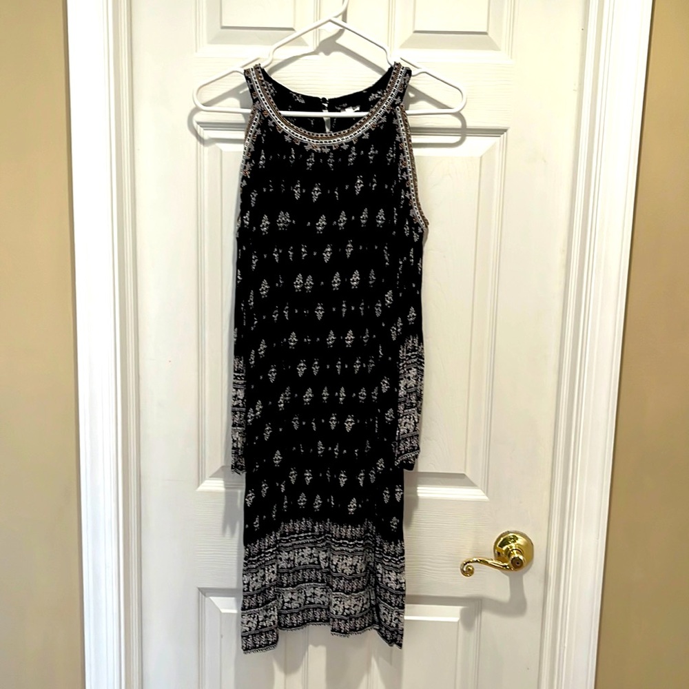 Boho beaded trim dress mini length